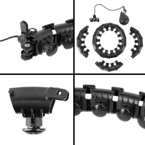 ZESTAW HULA HOP HHW12 BLACK Z WYPUSTKAMI I OBCIĄŻNIKIEM HMS + PAS BR163 BLACK PLUS SIZE