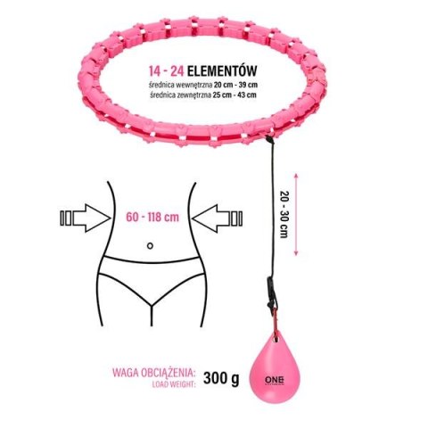 ZESTAW HULA HOP OHA02 PINK Z WYPUSTKAMI I OBCIĄŻNIKIEM ONE FITNESS + PAS BR160 ZESTAW HULA HOP OHA02 PINK Z WYPUSTKAMI I OBCIĄŻNIKIEM ONE FITNESS + PAS BR160