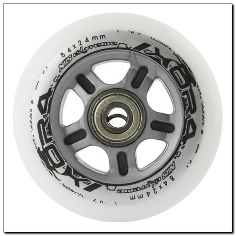 PU 84x24 82A BIAŁE MATOWE (4 szt.) + ABEC-9 CHROME (8 szt.) ZESTAW NILS EXTREME