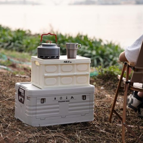 NCB4007 SKŁADANA SKRZYNIA KEMPINGOWA BIAŁA Z FUNKCJĄ STOŁU 2W1 15L NILS CAMP