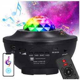PROJEKTOR GWIAZD lampka nocna rzutnik nieba LED bluetooth głośnikiem pilot