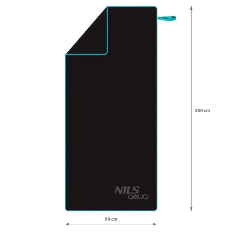 NAR13 CZARNY RĘCZNIK Z MIKROFIBRY 200x90 cm NILS AQUA
