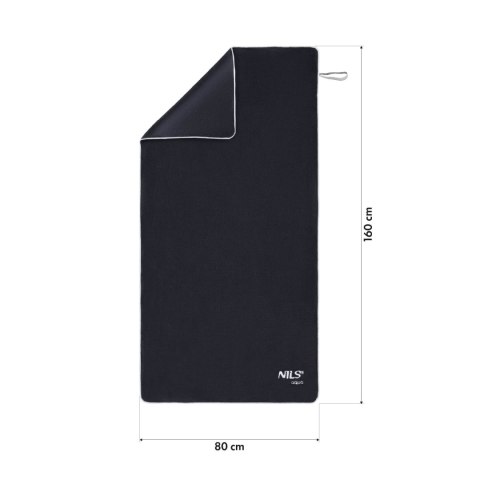 NAR14 RĘCZNIK Z MIKROFIBRY FROTTE CZARNY 160X80cm NILS AQUA