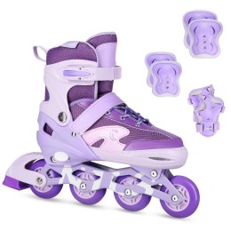 NA0189 ZESTAW LED ŁYŻWOROLKI OCHRANIACZE MOONBEAM FIOLETOWE ROZM. L(39-42) NILS EXTREME