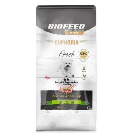 BIOFEED Euphoria Fresh Meat Adult Mini & Small Indyk i Jagnięcina 8kg