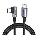Ugreen kabel USB-C (prosty) / USB-C (kątowy) PD QC 60W 3A 0.5m US255 (szary)