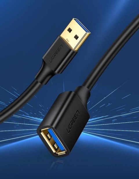 Ugreen kabel przedłużacz przejściówka USB 3.0 (żeński)-USB 3.0 (męski) 2m US129 (czarny) Ugreen kabel przedłużacz przejściówka USB 3.0 (żeński)-USB 3.0 (męski) 2m US129 (czarny)
