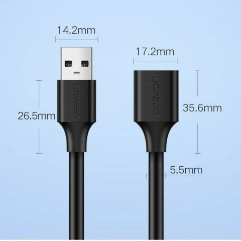 Ugreen kabel przedłużacz przejściówka USB 3.0 (żeński)-USB 3.0 (męski) 2m US129 (czarny) Ugreen kabel przedłużacz przejściówka USB 3.0 (żeński)-USB 3.0 (męski) 2m US129 (czarny)