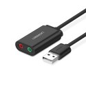 Ugreen zewnętrzna karta dźwiękowa adapter USB -3,5 mm mini jack 15cm (czarny)