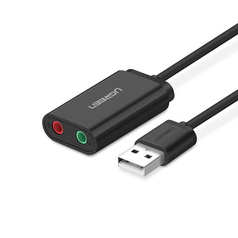 Ugreen zewnętrzna karta dźwiękowa adapter USB -3,5 mm mini jack 15cm (czarny)