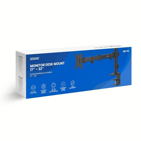 SAVIO UCHWYT BIURKOWY NA MONITOR 17"-32" 2-9 KG UM-02 SAVIO UCHWYT BIURKOWY NA MONITOR 17"-32" 2-9 KG UM-02
