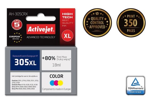 Activejet AH-305CRX Tusz (zamiennik HP 305XL 3YM63AE; Premium; 18 ml; kolor czerwony, niebieski, żółty)
