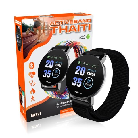 MEDIA-TECH SMARTBAND THAITI, MONITORING CIŚNIENIA KRWI, PULSU ORAZ INNYCH PARAMETRÓW, DWA PASKI NYLONOWE W ZESTAWIE MT871 (WYPRZ MEDIA-TECH SMARTBAND THAITI, MONITORING CIŚNIENIA KRWI, PULSU ORAZ INNYCH PARAMETRÓW, DWA PASKI NYLONOWE W ZESTAWIE MT871 (WYPRZ