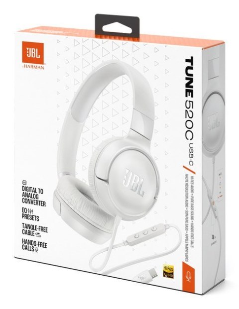 Słuchawki nauszne JBL Tune520C USB-C White Słuchawki nauszne JBL Tune520C USB-C White