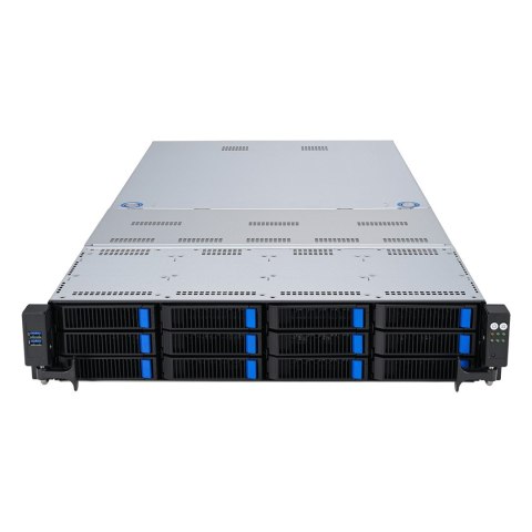 Platforma Asus Rack (2U) RS720A-E12-RS24U AMD Epyc 9004 (24x NVMe, 2xM.2, 3xGPU, 2x10Gbe, IPMI, 1+1 2600W)