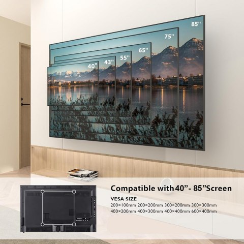 MACLEAN ULTRA PŁASKI UCHWYT ŚCIENNY DO TV, 40-85", MAX VESA 600X400, OBCIĄŻENIE DO 80KG MC-123 MACLEAN ULTRA PŁASKI UCHWYT ŚCIENNY DO TV, 40-85", MAX VESA 600X400, OBCIĄŻENIE DO 80KG MC-123