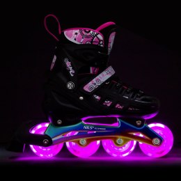 NH10905 4w1 ŁYŻWOROLKI LED RÓŻOWE Z WYM. PŁOZĄ HOKEJOWĄ RAINBOW ROZM. M(35-38) NILS EXTREME