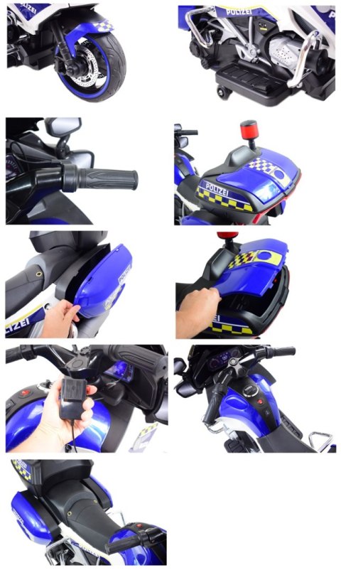 OLBRZYMI SUPER MOTOR ŚCIGACZ POLICYJNY,MIĘKKIE KOŁA, MIĘKKIE SIEDZENIE, GAZ W RĄCZCE, HAMULEC /MH888