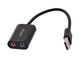 Ugreen zewnętrzna karta dźwiękowa adapter USB -3,5 mm mini jack 15cm (czarny)