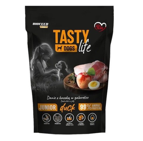 BIOFEED Tasty dog life junior kaczka 90% saszetka 500g