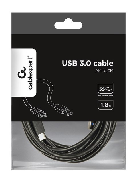 Kabel GEMBIRD CCP-USB3-AMCM-6 (USB 3.0 M - USB typu C M; 1,8m; kolor czarny)