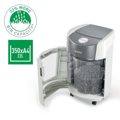 Niszczarka Leitz IQ OptiMax Small Office 350, 22l, P5, 8 kartek, Automatyczny Start/Stop, Funkcja cofania, Obrotowy pojemnik - 3