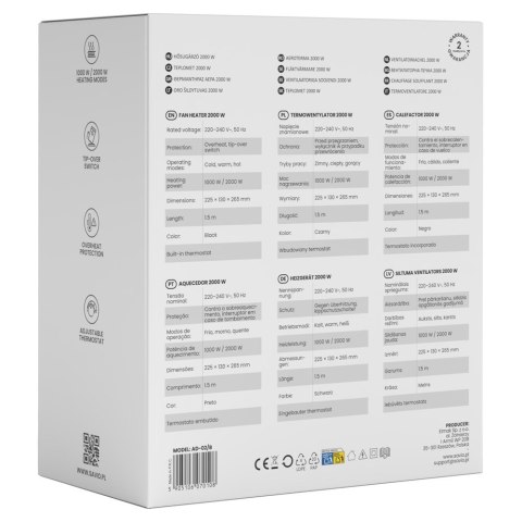 SAVIO TERMOWENTYLATOR 2000 W AD-02/B CZARNY