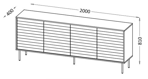 Komoda 4D CORTINA 200x40x81 czarny