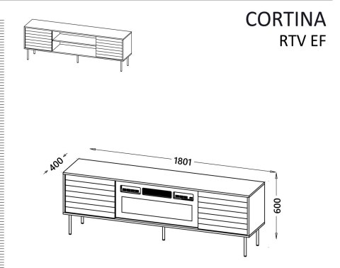 Szafka RTV EF CORTINA 180x40x60 czarny