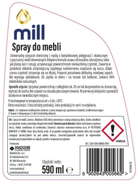 MILL Clean Spray do mebli 590 ml