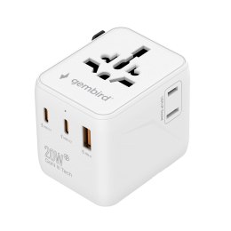 GEMBIRD UNIWERSALNY ADAPTER PODRÓŻNY 20 W, BIAŁY