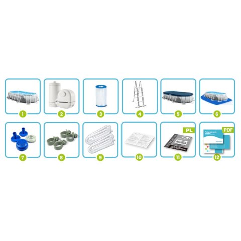 Basen ogrodowy stelażowy 503 x 274 x 122 cm zestaw 12w1 INTEX 26796