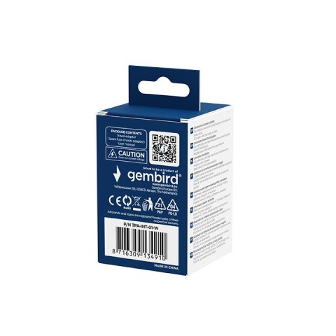 GEMBIRD UNIWERSALNY ADAPTER PODRÓŻNY BIAŁY
