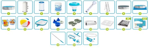 Basen ogrodowy stelażowy 427 x 107 x 107 cm zestaw 21w1 INTEX 26720