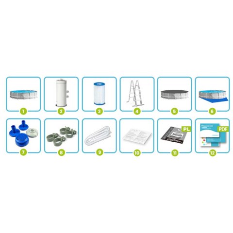 Basen ogrodowy stelażowy 427x107 zestaw 12w1 INTEX 26720