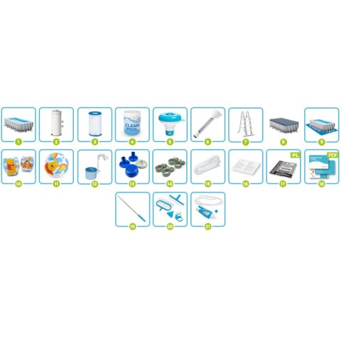 Basen ogrodowy stelażowy 488 x 244 x 107 cm zestaw 21w1 INTEX 26792