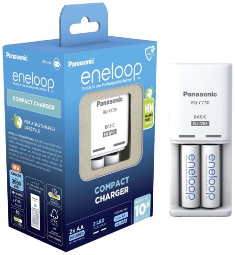 ŁADOWARKA PANASONIC COMPACT + 2x AA ENELOOP 2000 mAh