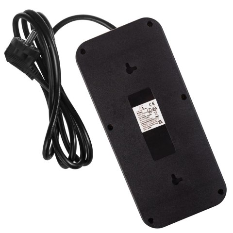 MACLEAN LISTWA ZASILAJĄCA, PRZEDŁUŻACZ 6 GNIAZD + 4XUSB, 110-240V AC 50/60HZ, 2.1A MAX 2500W, 1,5 M, CZARNA MCE389 B