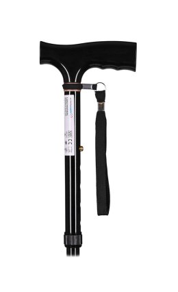 Laska inwalidzka, składana (czarna)