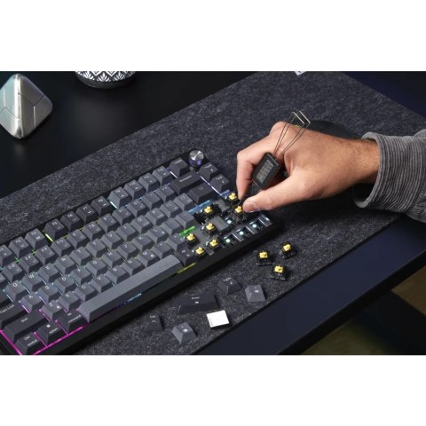 Bezprzewodowa klawiatura gamingowa Corsair Gaming K65 Plus 75% RGB, MLX RED - Czarny, Szary