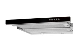 Okap podszafkowy teleskopowy AKPO WK-7 LIGHT GLASS 60 INOX CZARNY (600mm; kolor inox, front czarne szkło) (OUTLET)