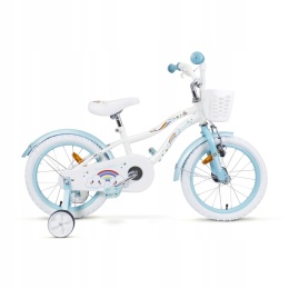 ROWER DZIECIĘCY 16 CALI DLA DZIEWCZYNKI RAINBOW KOSZYK + KÓŁKA BOCZNE 4-6 LAT