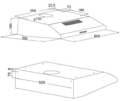Okap podszafkowy AKPO WK-7 P 3060 BIAŁY (600mm; kolor biały) (WYPRZEDAŻ)