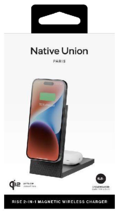 Bezprzewodowa ładowarka Qi2 15W do dwóch urządzeń kompatybilna z MagSafe (black)