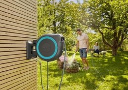 Gardena 18630-20 zwijadło ogrodowe Montowany do ściany wózek na wąż ogrodowy Automatyczny Czarny, Niebieski