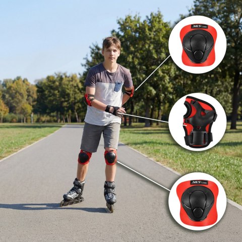 H210 ZESTAW OCHRANIACZY CZERWONY ROZM. XS NILS EXTREME