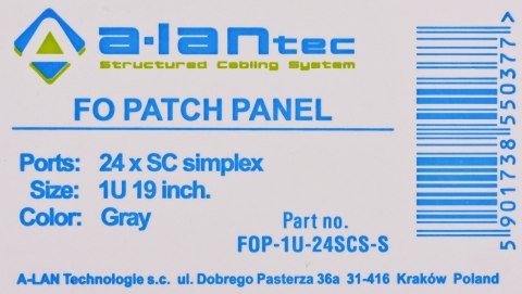 Alantec Przełącznica światłowodowa 24xSC simplex / 24xLC duplex 19" 1U z płytą czołową oraz akcesoriami montażowymi (dławiki, op