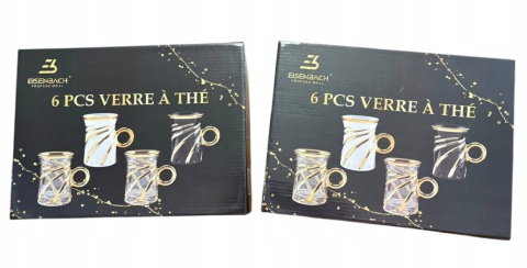 Filiżanki do espresso szklane złote 6 szt zestaw Eisenbach czarne białe premium prezent