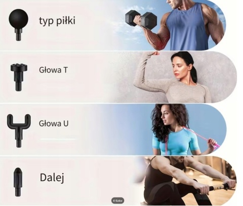 Pistolet do masażu mięśni Massage Gun 4 końcówki 6 trybów