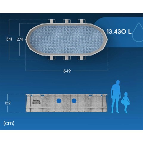Basen ogrodowy stelażowy 549 x 274 x 122 cm12w1 Bestway 56716N